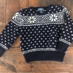 Navy and cream Polo Ralph Lauren fair isle crew neck sweater 4T